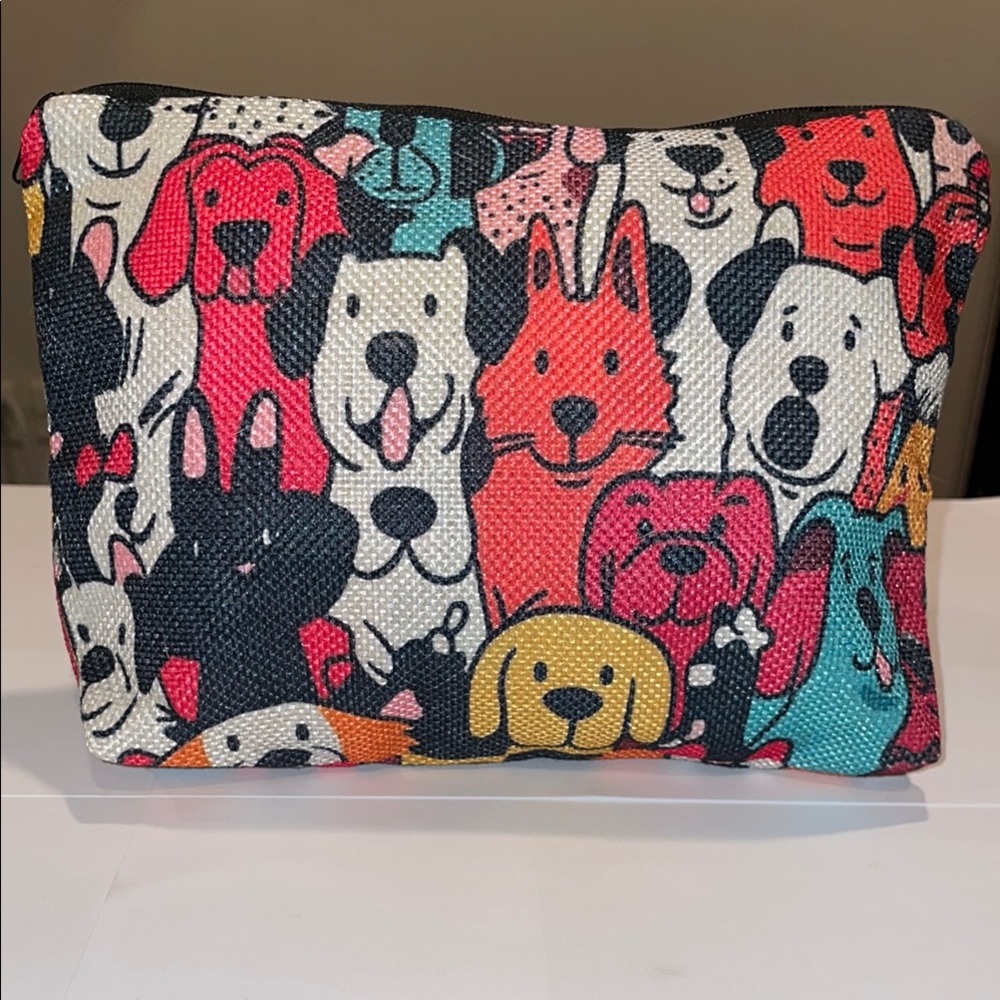 Colorful Dog Print School Supply Pouch NWOT